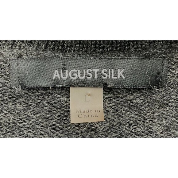 August Silk Gray Merino Wool Blend Sweater Cardigan Blazer Large - Picture 5 of 7